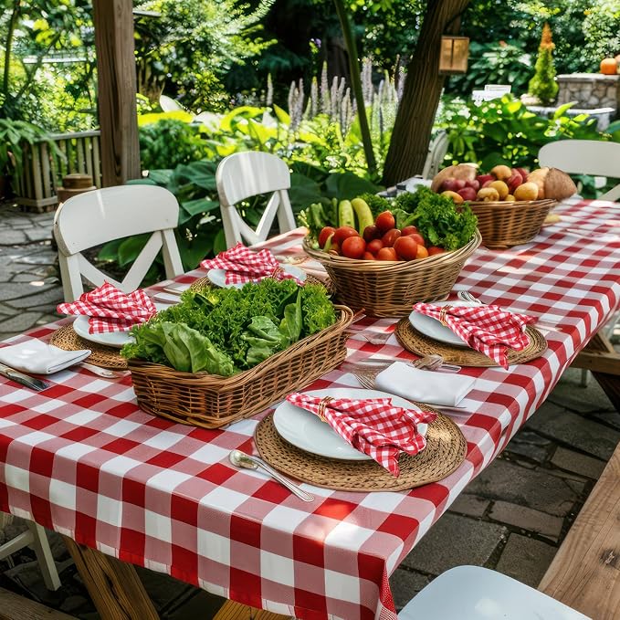 SmoothNovelty 6 Pack Buffalo Plaid Cloth Napkins 18x18 Inch Checkered Cloth Napkins Scalloped Soft Cotton Table Mat Washable Reusable for Dinner Wedding Holiday Birthday Parties (Classic,Red) - Image 6
