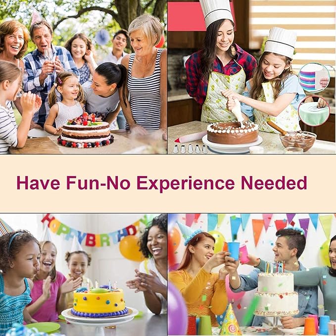 12 Piece Cake Decorating Nozzle Cake Making Set, Cake Decoration Kit with 360-Degree Rotating Turntable, Icing Nozzles, Scraper Set, Silicone Spatulaa,ound Cake Mould (Combo 4) - Image 9