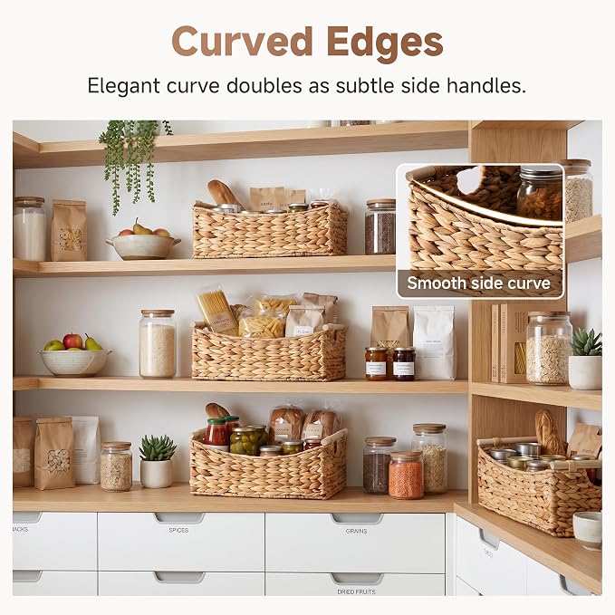StorageWorks Extra Large Wicker Baskets with Handles, Hyacinth Basket,1Pack | Baskets for Organizing, Water Hyacinth Storage Basket, Wicker Storage Baskets for Shelves, Woven Baskets, 16½" x 13" x 7½" - Image 3