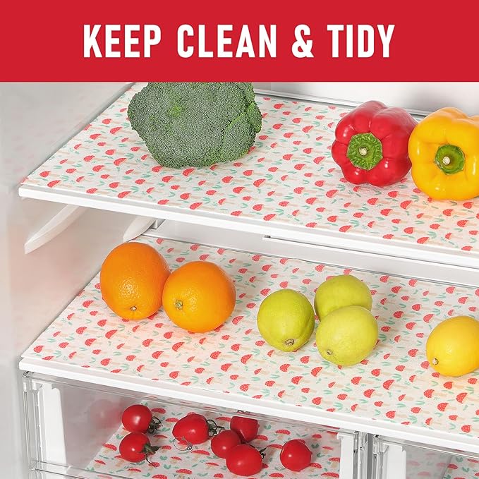 Cooyes 12 Pack Cloth Shelf Liners for Kitchen Cabinets, 12" × 24", Non-Slip Refrigerator Liners Machine Washable, Crisper Drawer Mats for Glass Shelves and Freezers, (Red Mushroom) - Image 2