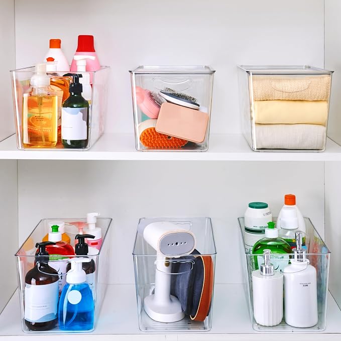 theaoo XLarge Clear Storage Bins with Lids, Stackable Containers, 8 Pack | Pantry Organization And Storage For Kitchen, Fridge, Garage And Cabinets. Clear Design Keeps Items Organized - Image 5