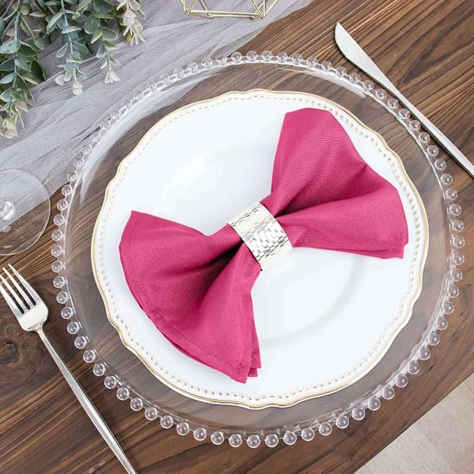 Efavormart Premium Cloth Napkins Set of 50, 17x17 Inch Fuchsia Seamless Dinner Napkins, Washable Linen Table Napkin Cloth with Hemmed Edges for Weddings, Party and Banquet - Image 7