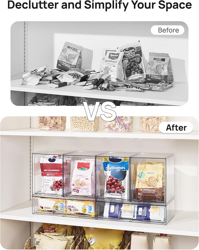 Vtopmart Stackable Storage Drawers Set of 3, Clear Plastic Organizer Bins for Bathroom Supplies, Ideal for Cabinet,Shelf, Pantry, Laundry Room Organization - Image 5