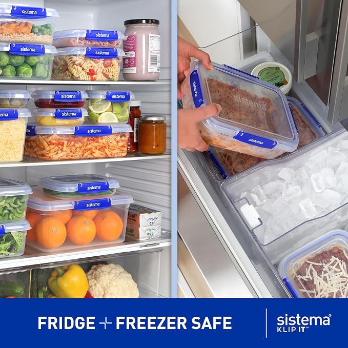 Sistema KLIP IT Storage Containers, Airtight and Stackable Food Storage Containers with Lids, Lunch Boxes and Snack Boxes, BPA-Free, 28 Pieces (14 Cans and Lids) - Image 6