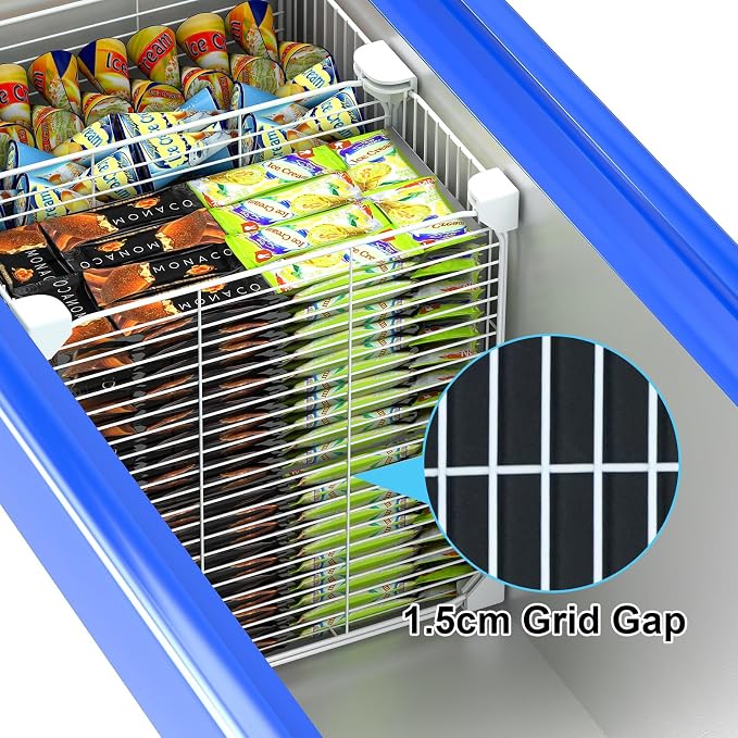 Deep Freezer Organizer Bin with Adjustable Divider Pantry, 13.8x13.8x13.8'' | Vertical Sides Wire Freezer Baskets, Freezer Bins for Upright Freezer Meats Frozen Food Snacks Ice Cream Fruits & Vegetables - Image 8