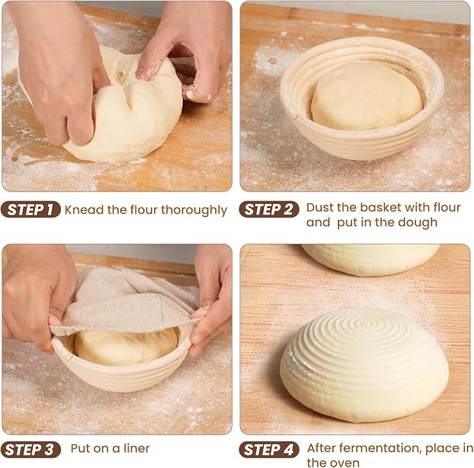 5 Inch Banneton Bread Proofing Basket Set of 6, Kikcoin Mini Sourdough Bread Baking Supplies, Small Banneton Basket Proofing Baskets for Sourdough Bread Baking - Image 5