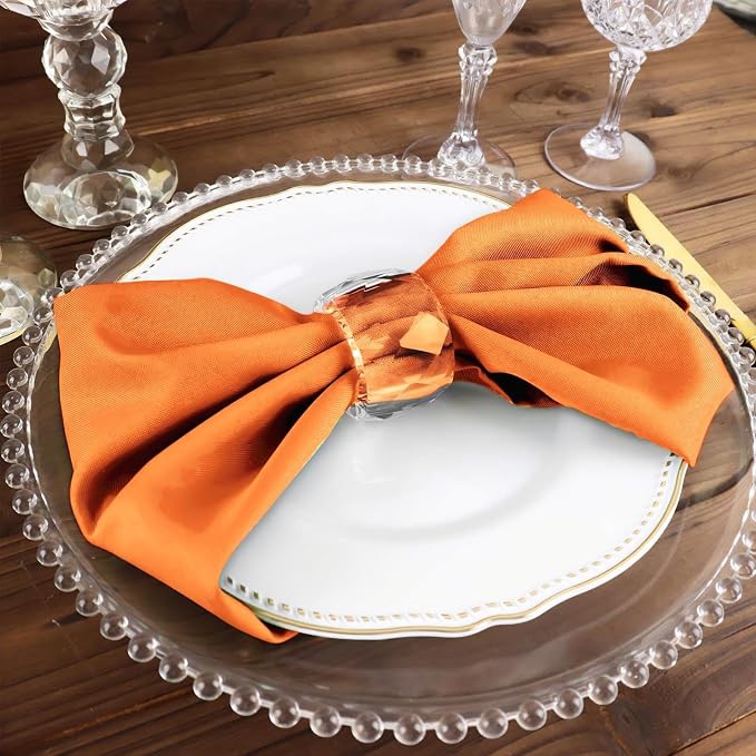 Efavormart Premium Cloth Napkins Set of 5, 17x17 Inch Orange Seamless Dinner Napkins, Washable Linen Table Napkin Cloth with Hemmed Edges for Weddings, Party and Banquet - Image 9
