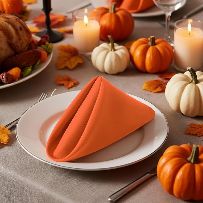 Utopia Home [12 Pack, Orange] Cloth Napkins 18x18 Inches, 100% Polyester | Hemmed Edges, Washable and Reusable Ideal for Parties, Weddings and Dinners - Image 5