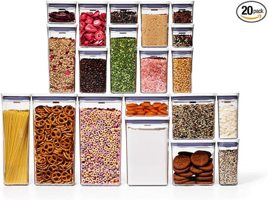 OXO Good Grips POP Airtight Food Storage Containers with Lids, 20-Piece Set | Multi Size & Shape Containers, Stackable, Ideal to Store Flour, Sugar, Pasta, Coffee, Cereal, Rice, Dishwasher safe by Unknown
