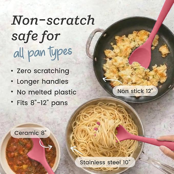 Starpack Like a Boss XL Silicone Cooking Utensils Set (6-Piece, 13.5") - LFGB Certified, 600°F Heat Resistant, BPA-Free - Heavy-Duty Steel Core, Dishwasher Safe - for Nonstick Cookware, Earthy Pink - Image 5