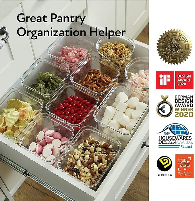 Neoflam 16 Set, Kitchen Pantry Airtight Smart Seal Square Dry Food Storage with Lid, BPA Free, Modular, Stackable, Clear Canister for Cereal, Sugar, Flour, Snack, Coffee, Pasta, Spaghetti Container - Image 6