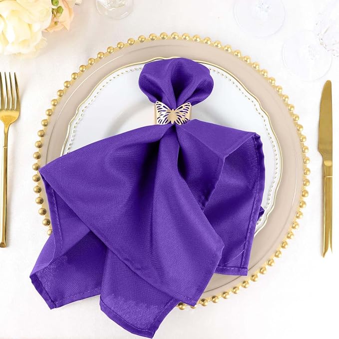 Efavormart Premium Cloth Napkins Set of 5, 20x20 Inch Purple Seamless Dinner Napkins, Washable Linen Table Napkin Cloth with Hemmed Edges for Weddings, Party and Banquet by efavormart