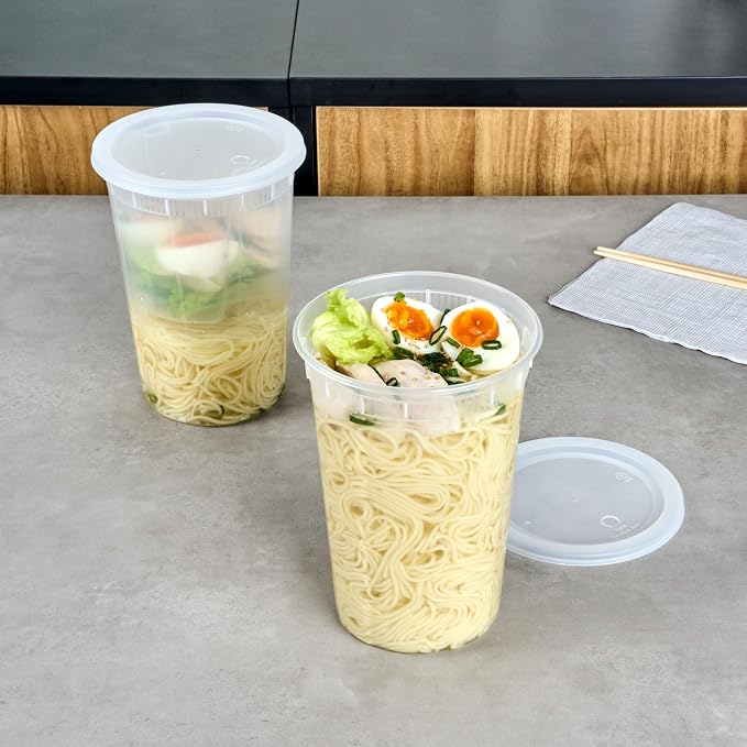 Restaurantware Plastic Food Container 100 Pack of 48 oz Clear Microwave-Safe Storage Container With Lid Leakproof Round Shape Disposable Freezer-Safe - Image 8