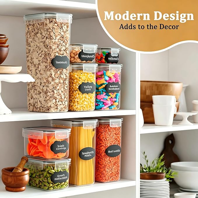 28pcs Airtight Containers, Clear Stackable Dry Food Storage | clear airtight containers with tight lids keep dry food fresh. Safe plastic, stackable for pantry kitchen storage - Image 5