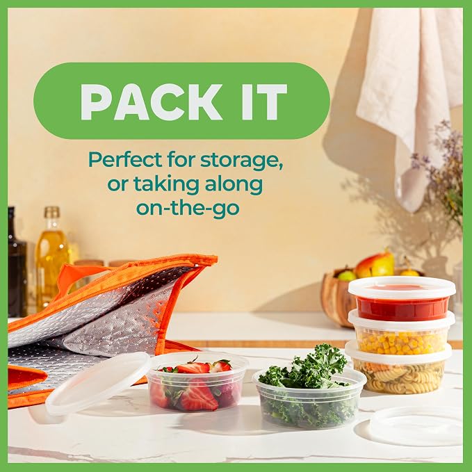 Deli Food Containers with Lids - 8 oz 180 Sets- Ideal for Food, Snacks, Takeout, Meal Prep - 1 Cup Small Durable Clear Containers for Food - Stackable and Durable, Dishwasher & Microwave Safe - Image 6