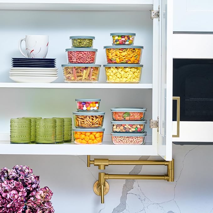 24pc Set Glass Food Storage Containers & Bowls with Airtight Lids - Leakproof BPA-Free Meal Prep Airtight Stackable Lunch Boxes, Kitchen Pantry & Storage Organizers - Microwave Freezer Dishwasher Safe - Image 7