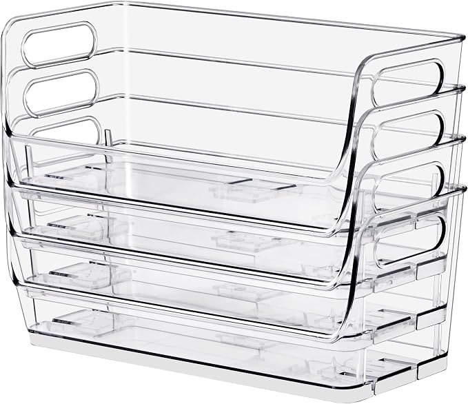 Sorbus Stackable Storage Bins Open Front, Clear Stackable Storage Bins, Pantry Bins for Storage and Organization, Acrylic Stackable Bins for Kitchen, Clear Pantry Organizer Bins (Small Narrow 8 Pack) - Image 3