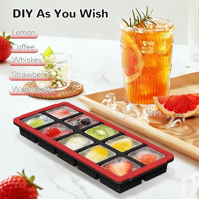 Silicone Freezer Trays with Lid (4-Pack), 1-Cup, 2-Cup, 1/2-Cup & 2-Tbsp Silicone Freezer Molds, Stackable Soup Freezer Meal Prep Containers,Ice Cube Tray for Making Sauce,Smoothies,Yogurt Bites - Image 6
