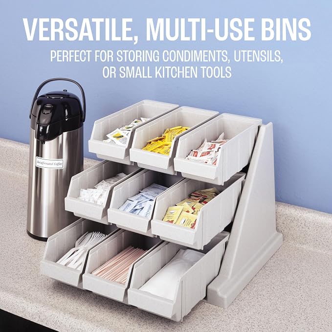 Cambro Versa - Self Serve Condiment and Utensil Bin - 9 Storage Bins - Ideal for Food and Coffee Condiments (Gray) - Image 7