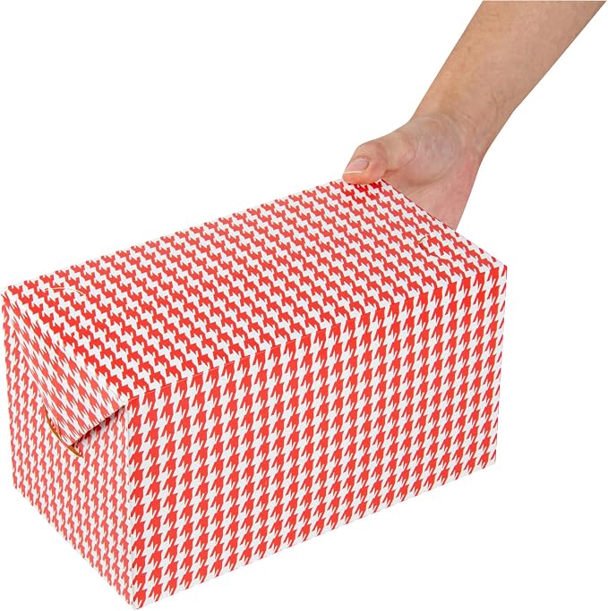 Restaurantware Bio Tek 80 Ounce To Go Boxes 400 Rectangle Take Out Food Containers - Fast Top Closure Disposable Red Houndstooth Paper Carry Out Containers For Burgers Or Fried Chicken - Image 8