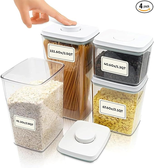 Bop Top Airtight Food Storage Containers with Lid Multi Pack | Kitchen Canister Sets | Air Tight Pantry Container | Pop Top Dry Food Storage Containers for Snacks, Sugar, Flour, Baking, Cereal, Pasta by iChewie