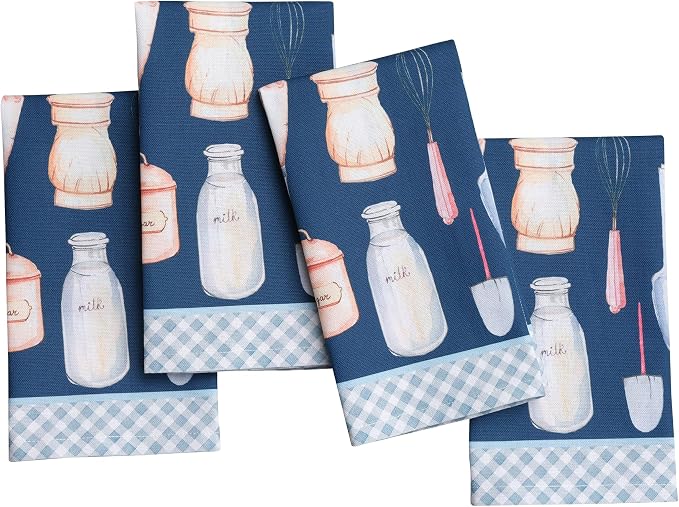 Maison d' Hermine Cloth Napkins Set of 4 Reusable 100% Cotton (18" x 18") | Everyday Square Napkins Cloth Washable Dinner Party Wedding Restaurant Hotel Kitchen Spring Summer - Let's Bake by MaisondHermine