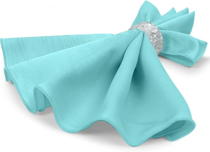 17 x 17-Inch Shantung Satin Cloth Napkins, Aqua Set of 120 | Bulk Case of 10 Dozen, Square, 100% Polyester Fabric, Reversible, Faux Dupioni Silk Reverse Side, Machine Washable, Blue - Image 7