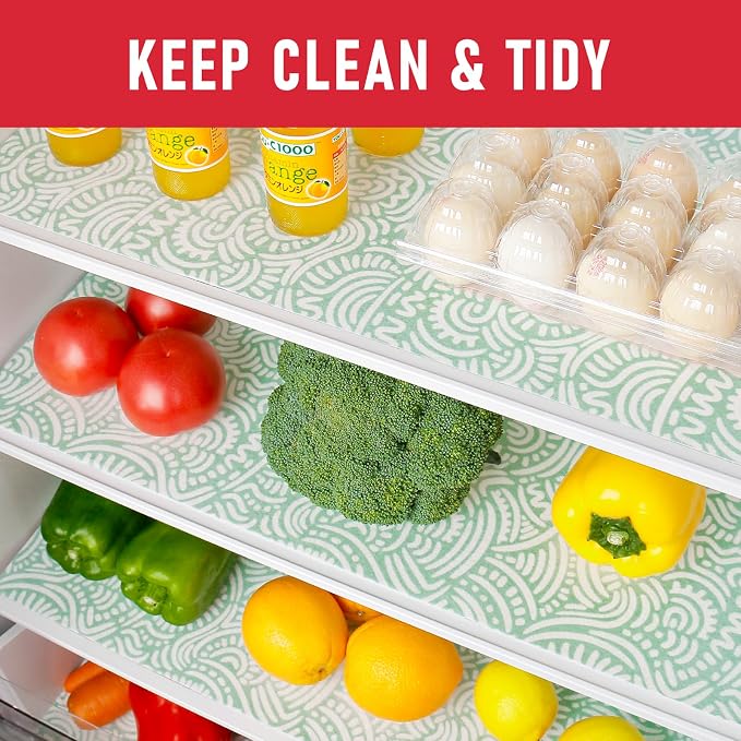 Cooyes Refrigerator Shelf Liners, Drawer Liners for Kitchen Cabinets, Absorbent Fridge Mats with Non-Slip Particles, Breathable Cloth Material BPAfree, Keep Produce Fresh Longer, 6 Pack, 12" × 24" - Image 2