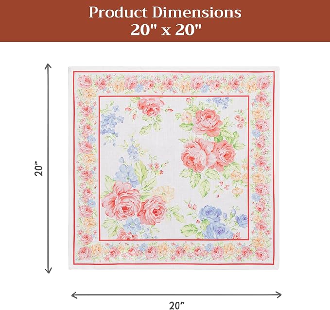 Maison d' Hermine Cloth Napkins Set of 4 Reusable 100% Cotton (20" x 20") | Everyday Square Napkins Cloth Washable Dinner Party Wedding Restaurant Hotel Kitchen Spring Summer - Vintage Floral - Image 7