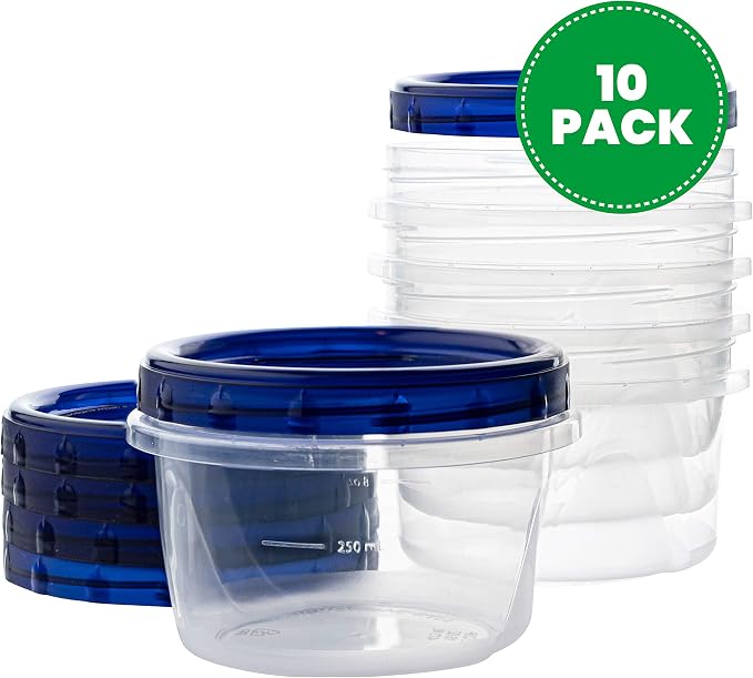 PLASTICPRO Twist Top Deli Containers Clear bottom With blue [16 oz 10 Pack] - Image 2