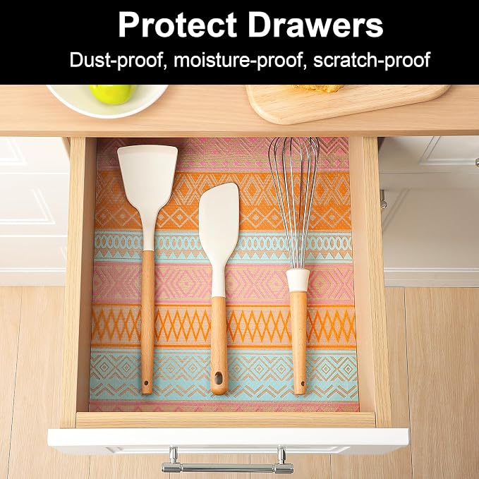 Cooyes Shelf Liners for Kitchen Cabinets Waterproof & Oil-Proof Kitchen Cupboard Mats Non-Slip Drawer Mats EVA Material Non Adhesive Fridge Liner for Shelves（11.8" W x 236" L） - Image 3