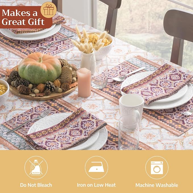 Maison d' Hermine Cloth Napkins Set of 4 Reusable 100% Cotton (20" x 20") | Everyday Square Napkins Cloth Washable Dinner Wedding Restaurant Hotel Kitchen Thanksgiving Christmas - Fair Isle - Image 5