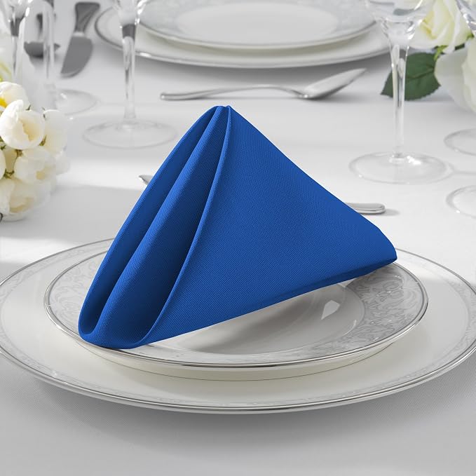 Lann's Linens Set of 12 Cloth Dinner Napkins, 20-inch Polyester Napkins, Washable and Reusable Fabric for Weddings, Hotels, Restaurants - Royal Blue - Image 7
