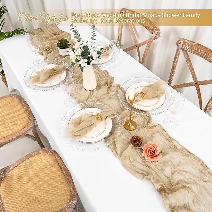 100 Pack Beige Cloth Napkins 20x20 Inch Cheesecloth Napkins | Elegant Cloth Napkins for Table, Washable Rustic Boho Gauze Napkins, for Wedding Party Bridal Baby Shower Dinner Table Decor - Image 4