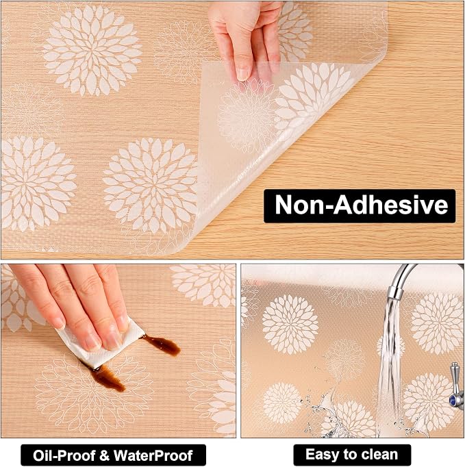 Cooyes Shelf and Drawer Liners for Kitchen Cabinets, Non Adhesive Cabinet Liner, EVA Waterproof Durable Non-Slip Drawer Mats for Shelves, Refrigerator, Storage, Desks（17.5" W x 197" L） - Image 6