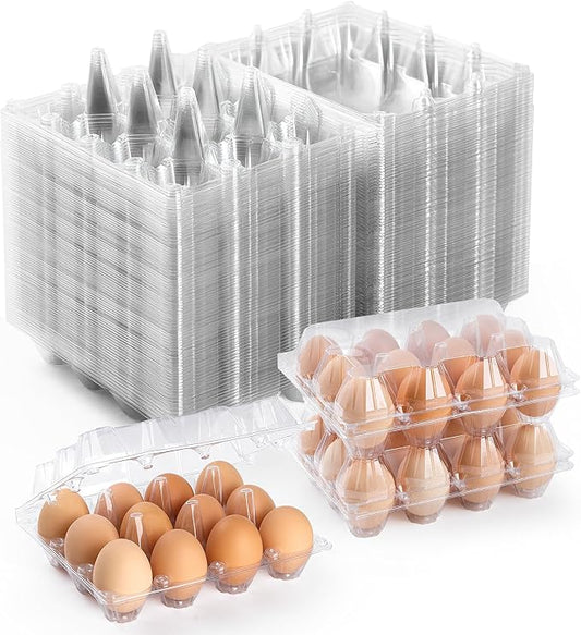65 Pack Plastic Egg Cartons Cheap Bulk,1 Dozen Clear Empty Egg Cartons for Chicken Eggs 3x4 Grids,Reusable Egg Containers for Family, Chicken Farm, Markets Display by AYAYGD