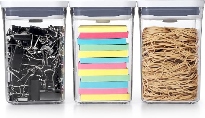 OXO Good Grips POP Small Square Airtight Food Storage Containers, 3-Piece | Airtight Food Containers, Stackable, One-Push Lid, Ideal for 1lb Flour, Sugar, Snacks, Space-Saving Square Design - Image 8