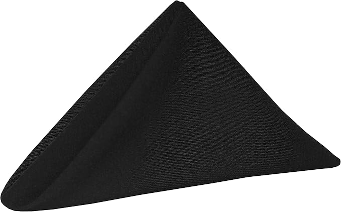 17x17-Inch Cotton-Feel Cloth Napkins, Black, Set of 120 | Bulk Case of 10 Dozen, Square, 100% Spun Polyester Fabric, MJS-Spun Construction, Cotton-Like Hand, Machine Washable by UltimateTextile