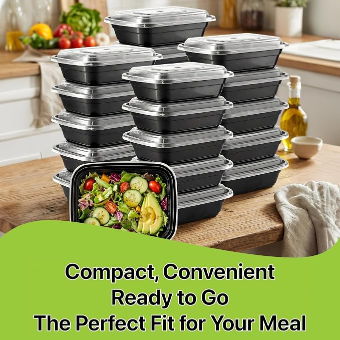 Meal Prep Containers [150 Set] x [16 oz] with Lids, 1 compartment, Stackable, Reusable, Leakproof, Food Safe, Microwave, Freezer & Dishwasher Safe for Food Prep Storage Bento (150 Set, 16 oz) - Image 3