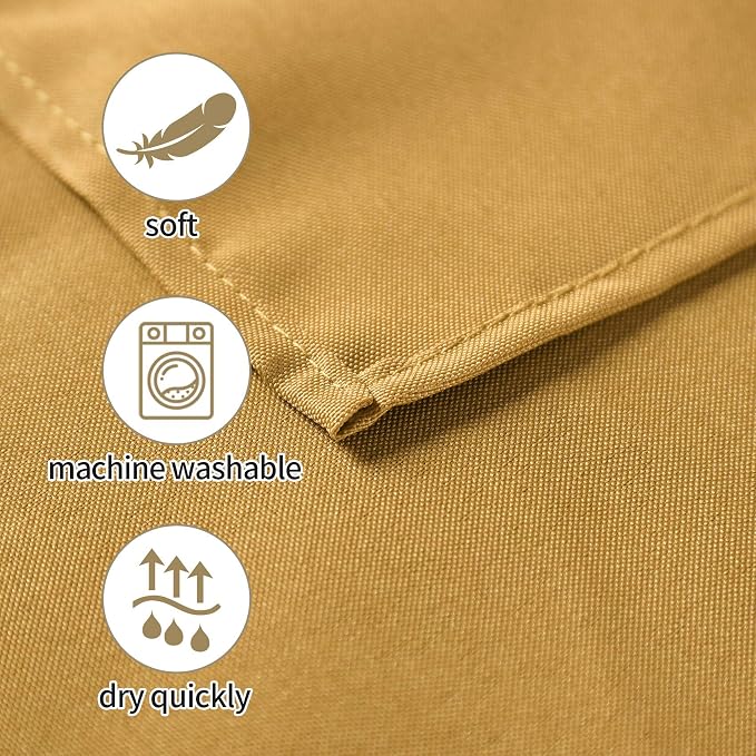 25pcs Polyester Cloth Napkins - 17 x 17 inch Gold Washable Dinner Napkins with Hemmed Edges for Restaurant/Wedding/Hotel(25,Gold) - Image 3
