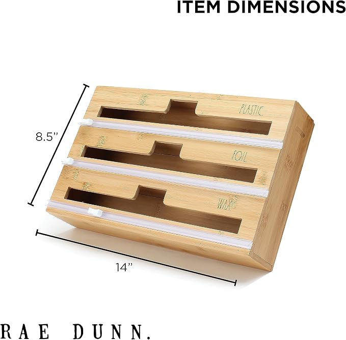 Rae Dunn Bamboo Bag Organizer for Kitchen Drawer - Durable Wood Organizer for Kitchen Storage - Holds Gallon, Quart, Snack, Sandwich Size Baggies, Plastic Wrap and Foil - Image 5
