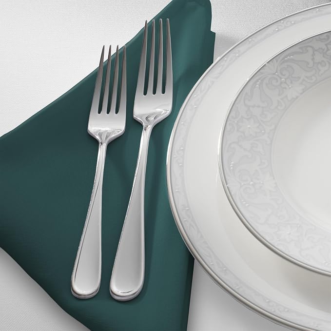 Lann's Linens Set of 12 Cloth Dinner Napkins, 20-inch Polyester Napkins, Washable and Reusable Fabric for Wedding, Hotel, Restaurant - Hunter Green - Image 2