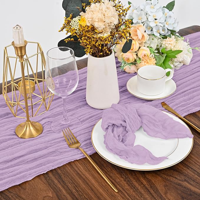 fani 60 Pack Gauze Cheesecloth Napkins, 20 x 20 in, Lavender | Wrinkled Table Napkins, Soft Cotton, Rustic Decorative, Weddings, Party, Dinner Table, Everyday Use - Image 6