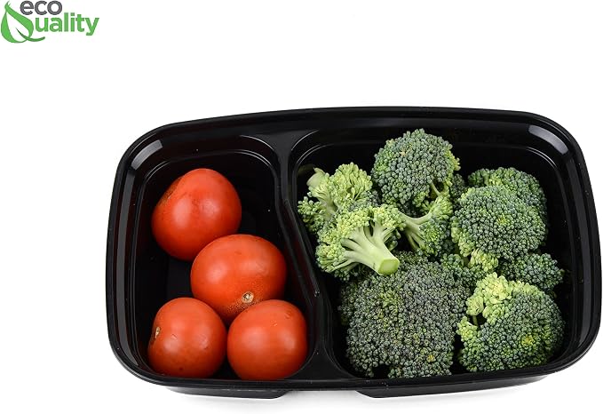 Meal Prep Containers, [150Pack][32oz] 2 Compartment with Lids, Reusable Bento Box, Food Storage Containers | BPA Free | Stackable | Lunch Boxes, Microwave/Dishwasher/Freezer Safe - Image 3