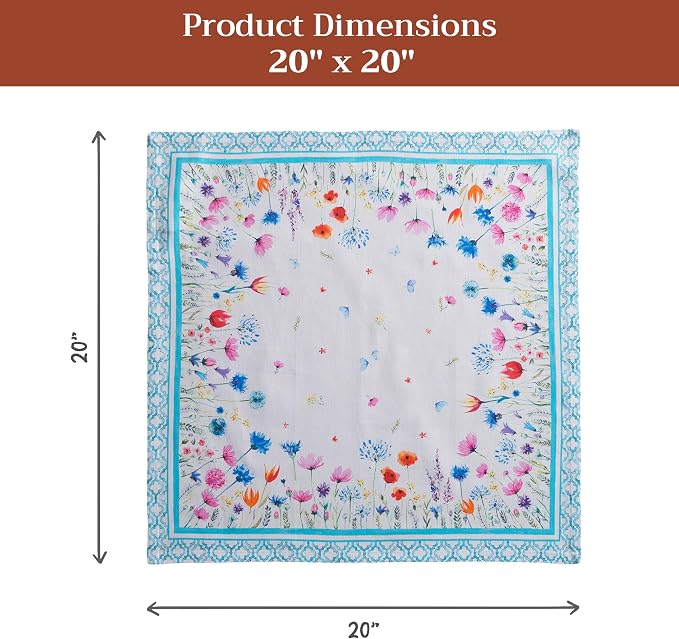 Maison d' Hermine Cloth Napkins Set of 4 Reusable 100% Cotton (20" x 20") | Everyday Square Napkins Cloth Washable Dinner Party Wedding Restaurant Hotel Kitchen Spring Summer - Flower In The Field - Image 7