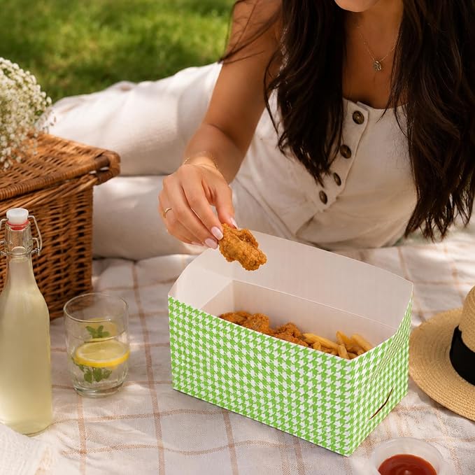Restaurantware Takeout Box 400 Count 71 Ounces Paper Recyclable Container Disposable Lunch Box Spill-Resistant Food Box Fast Top Design Green - Image 3