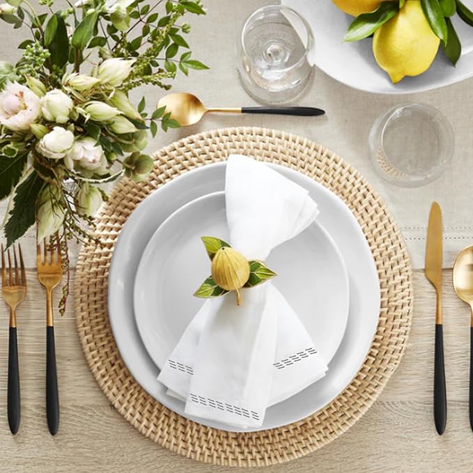 Majestic Giftware Polyester Napkins - NPK2-SL | Set of 12 (20" x 20") White Silver Trim Design Dinner Napkins Cloth | Linen Look Washable Cloth Napkins Set for Weddings, Banquets, or Restaurants - Image 4