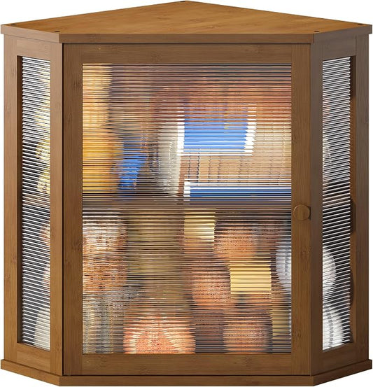 BMOSU Corner Bread Box for Kitchen Countertop Double Layer Bamboo Wooden Bread box Large Capacity Bread Storage Bin(Brown, Extra Large) by BMOSU