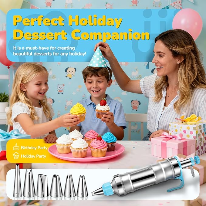 Cake Decorating Tools Supplies Kit: 164pcs Baking Accessories, Dessert Piping Syringe and Icing Tips Set - Puffs Cupcake Frosting Piping Bakery Set for Adults Beginners or Professional, Blue - Image 7