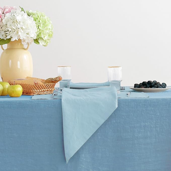 100% Linen Napkins 20x20Inch Set of 4,Cloth Napkins Dinner Napkins,Stone Washed Natural French Flax Napkins for Weddings,Decorative Easter,Mother's Day(Baby Blue) - Image 5